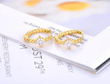 18K Plated Open Hoops Earrings Pink Green CZ Hoops Earrings E22162