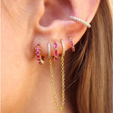 CZ Zircon Plated Hoop Earrings