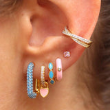 CZ Zircon Plated Hoop Earrings