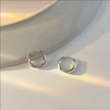 S925 Silver Needle Hoop Earrings Unisex Solid