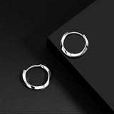 S925 Silver Needle Hoop Earrings Unisex Solid