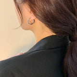 S925 Silver Needle Hoop Earrings Unisex Solid