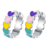Heart Hoop Earrings 925 Silver Needle For Women FQL21292