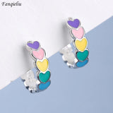 Heart Hoop Earrings 925 Silver Needle For Women FQL21292