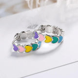Heart Hoop Earrings 925 Silver Needle For Women FQL21292