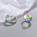Heart Hoop Earrings 925 Silver Needle For Women FQL21292