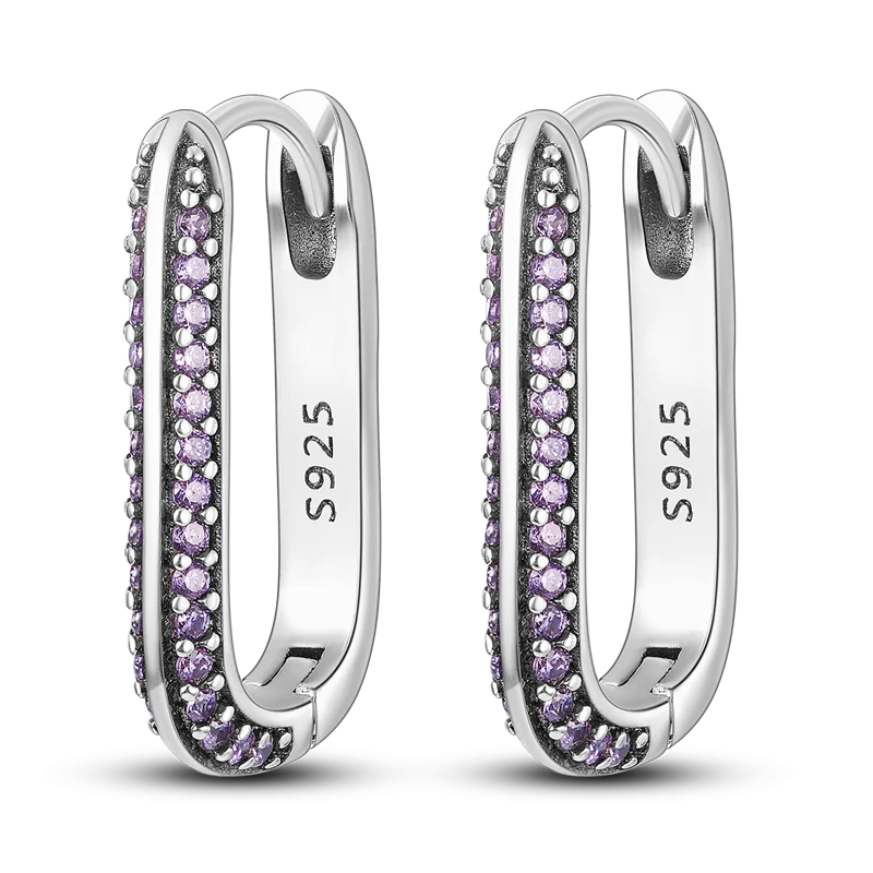 Galaxy Star Moon Zircon Hoop Earrings Silver Jewelry