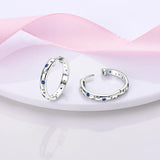Galaxy Star Moon Zircon Hoop Earrings Silver Jewelry