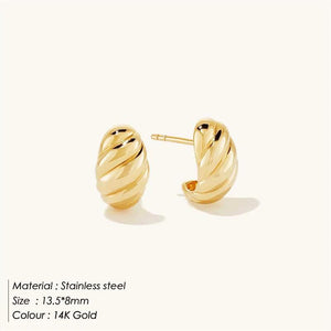 Vintage Croissant Earrings Stainless Steel Plated Stud Piercing Pendientes