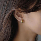 Vintage Croissant Earrings Stainless Steel Plated Stud Piercing Pendientes