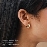 Vintage Croissant Earrings Stainless Steel Plated Stud Piercing Pendientes