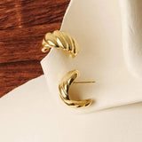 Vintage Croissant Earrings Stainless Steel Plated Stud Piercing Pendientes