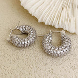 Bling CZ Stone Hoop Earrings for Women