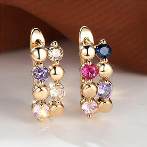 Multicolor Zircon Crystal Hoop Earrings for Women