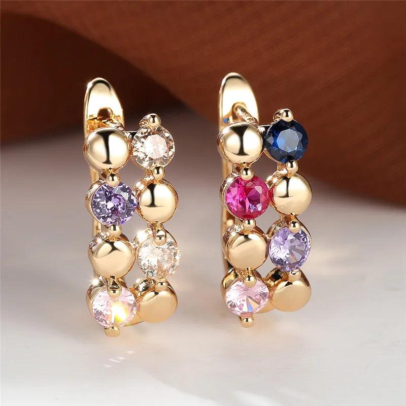 Multicolor Zircon Crystal Hoop Earrings for Women