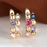 Multicolor Zircon Crystal Hoop Earrings for Women