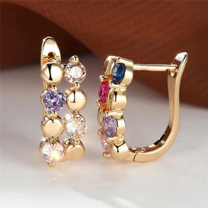 Multicolor Zircon Crystal Hoop Earrings for Women