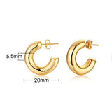 18K SS 20mm CC Shape Hoop Earrings Women Party Jewelry