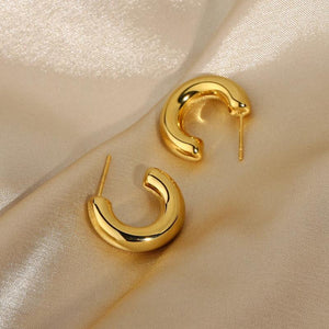 18K SS 20mm CC Shape Hoop Earrings Women Party Jewelry