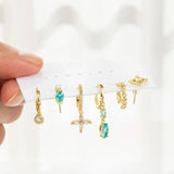 Crystal Flower Hoop Earring Set for Women Wedding Gift