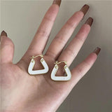 Vintage Enamel Drip Glaze Triangle Hoop Earrings