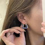 Vintage Enamel Drip Glaze Triangle Hoop Earrings