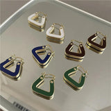 Vintage Enamel Drip Glaze Triangle Hoop Earrings