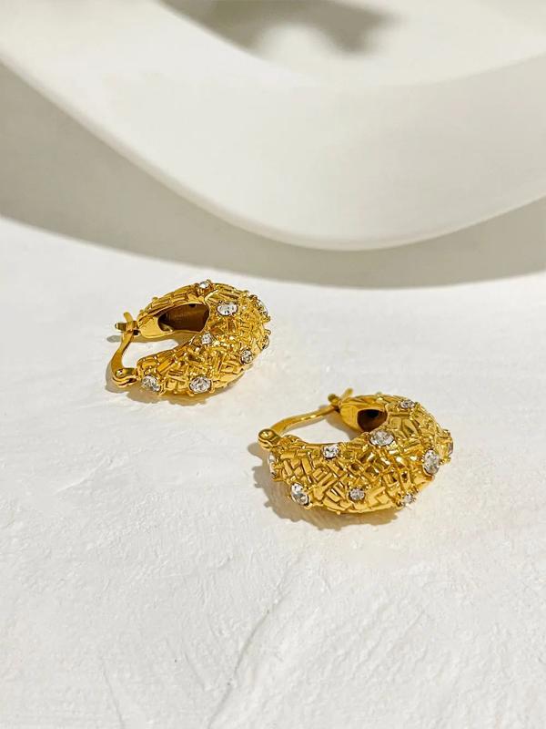 Peri'sbox Chunky Plated Hoop Earrings with Rhinestones