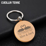 Valentine Wooden Couples Keychain Boyfriend Girlfriend Keyring