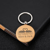 Valentine Wooden Couples Keychain Boyfriend Girlfriend Keyring