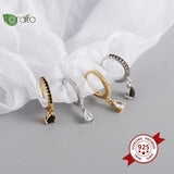 925 Silver Zircon Hoop Earrings Heart/Star Women's Jewelry