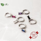 925 Silver Zircon Hoop Earrings Heart/Star Women's Jewelry