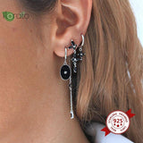 925 Silver Zircon Hoop Earrings Heart/Star Women's Jewelry