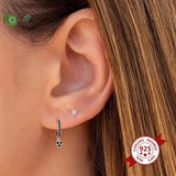 925 Silver Zircon Hoop Earrings Heart/Star Women's Jewelry
