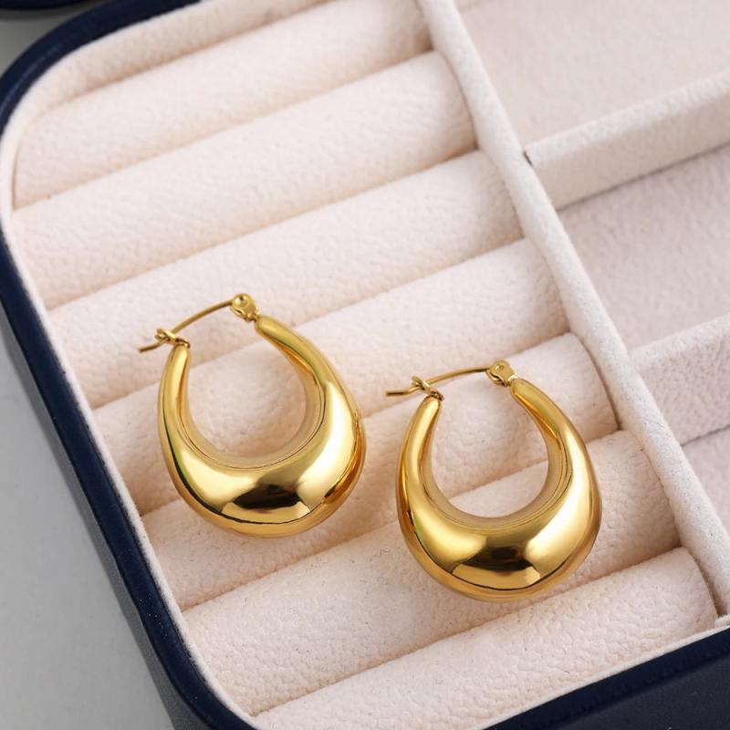 Metal Geometric V Shape Bamboo Earrings for Women