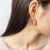 Metal Geometric V Shape Bamboo Earrings for Women