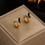 316 Stainless Steel Butterfly Hoop Earrings For Women Plated Jewelry