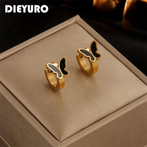 316 Stainless Steel Butterfly Hoop Earrings For Women Plated Jewelry