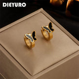 316 Stainless Steel Butterfly Hoop Earrings For Women Plated Jewelry