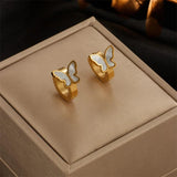 316 Stainless Steel Butterfly Hoop Earrings For Women Plated Jewelry