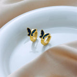 316 Stainless Steel Butterfly Hoop Earrings For Women Plated Jewelry