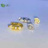 Opal Hoop Earrings CZ Studs 925 Silver