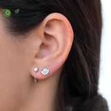 Opal Hoop Earrings CZ Studs 925 Silver