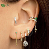 Opal Hoop Earrings CZ Studs 925 Silver