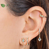 Opal Hoop Earrings CZ Studs 925 Silver
