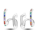925 Silver Crystal Stars U-Type Earrings
