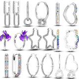 925 Silver Crystal Stars U-Type Earrings