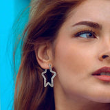 925 Silver Crystal Stars U-Type Earrings