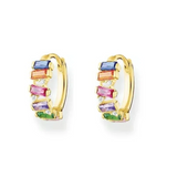 Colorful Zirconia Plated Round Huggie Hoop Earring for Women Men