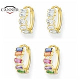Colorful Zirconia Plated Round Huggie Hoop Earring for Women Men